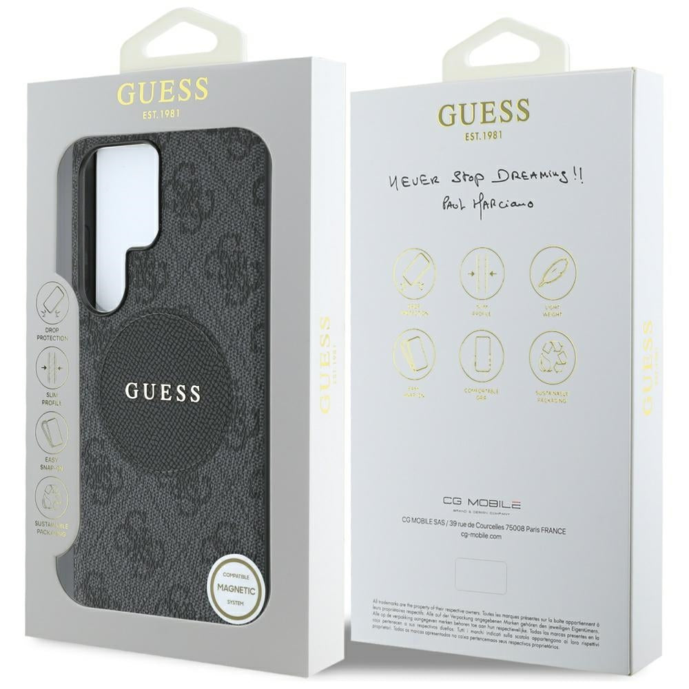 Capa MagSafe para Samsung Galaxy S25 Ultra S938, Guess, 4G Circle Classic Logo, Preta
