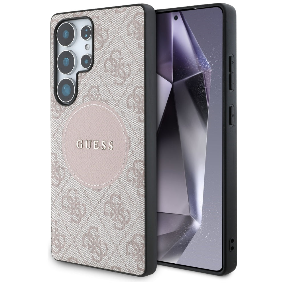Capa MagSafe para Samsung Galaxy S25 Ultra S938, Guess, 4G Circle Classic Logo, Rosa