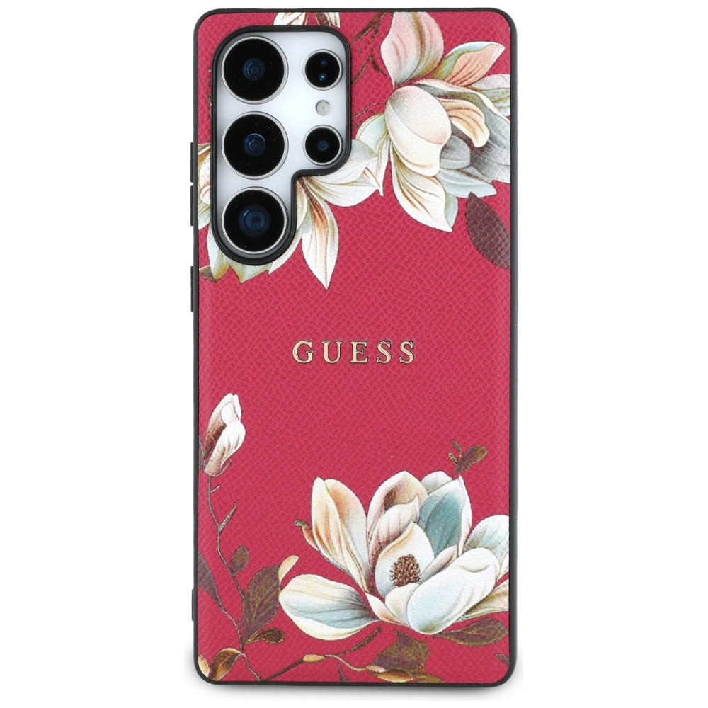 Capa MagSafe para Samsung Galaxy S25 Ultra S938, Guess, Grained Flowers, Fúcsia