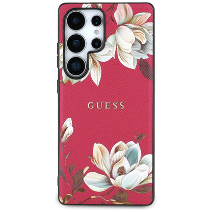 Capa MagSafe para Samsung Galaxy S25 Ultra S938, Guess, Grained Flowers, Fúcsia