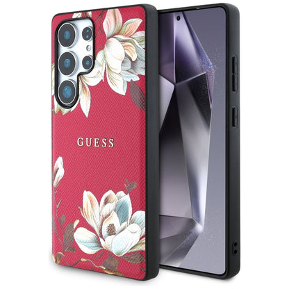 Capa MagSafe para Samsung Galaxy S25 Ultra S938, Guess, Grained Flowers, Fúcsia