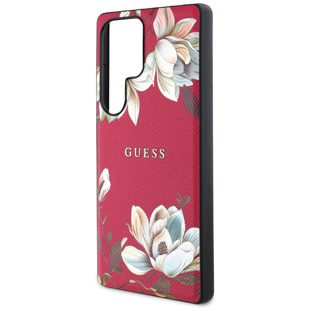 Capa MagSafe para Samsung Galaxy S25 Ultra S938, Guess, Grained Flowers, Fúcsia