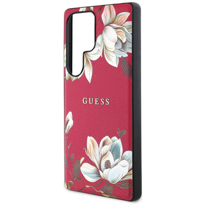 Capa MagSafe para Samsung Galaxy S25 Ultra S938, Guess, Grained Flowers, Fúcsia