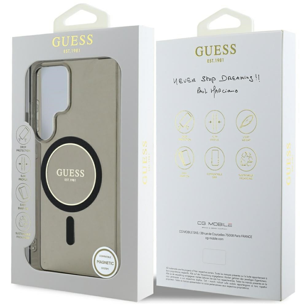Capa MagSafe para Samsung Galaxy S25 Ultra S938, Guess, IML Glitter Circle, Preta