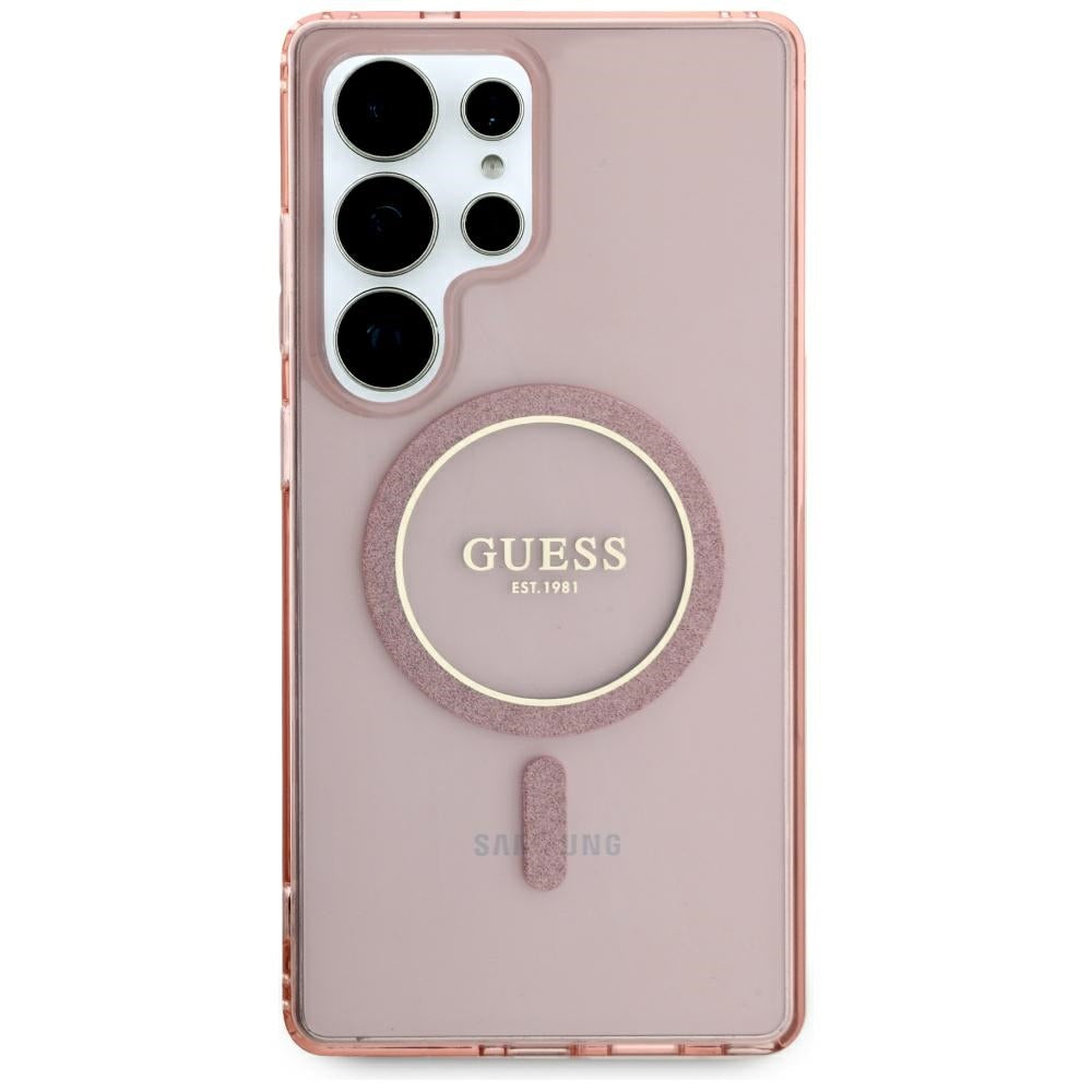 Capa MagSafe para Samsung Galaxy S25 Ultra S938, Guess, IML Glitter Circle, Rosa
