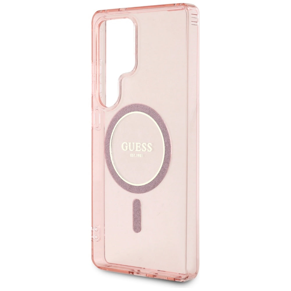 Capa MagSafe para Samsung Galaxy S25 Ultra S938, Guess, IML Glitter Circle, Rosa