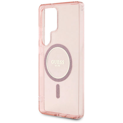 Capa MagSafe para Samsung Galaxy S25 Ultra S938, Guess, IML Glitter Circle, Rosa