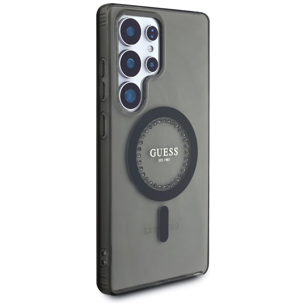 Capa MagSafe para Samsung Galaxy S25 Ultra S938, Guess, IML Rhinestone, Preta
