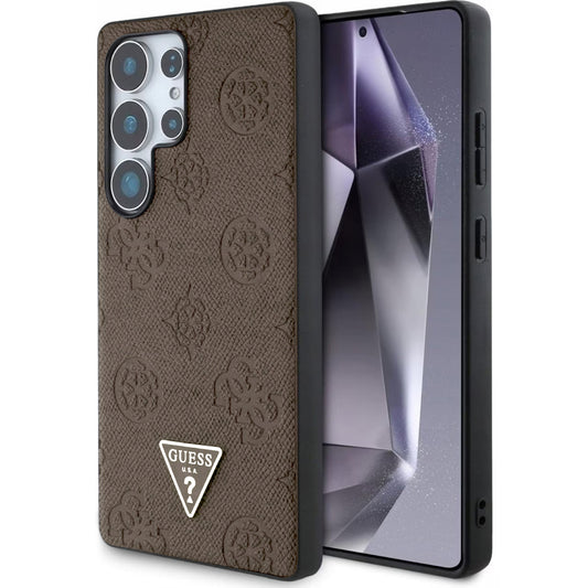 Capa MagSafe para Samsung Galaxy S25 Ultra S938, Guess, Peony Grained Hot Stamp Triangle, Marrom