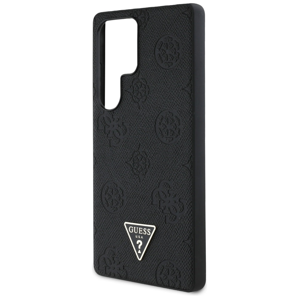 MagSafe Case for Samsung Galaxy S25 Ultra S938, Guess, Peony Grained Hot Stamp Triangle, Black