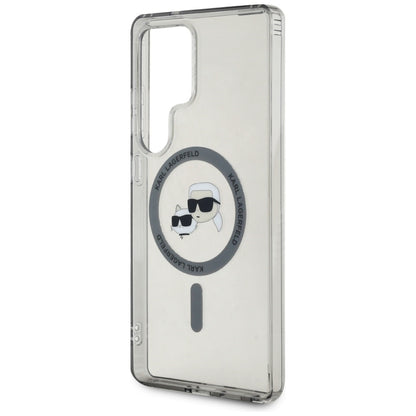 Capa MagSafe para Samsung Galaxy S25 Ultra S938, Karl Lagerfeld, IML Metal Karl & Choupette's Heads, Preta.
