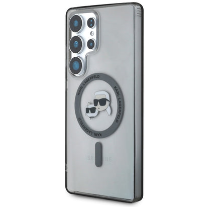 Capa MagSafe para Samsung Galaxy S25 Ultra S938, Karl Lagerfeld, IML Metal Karl & Choupette's Heads, Preta.