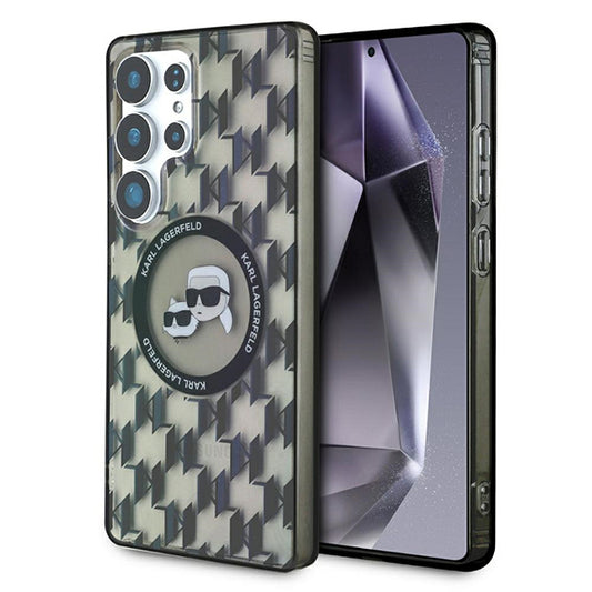 Capa MagSafe para Samsung Galaxy S25 Ultra S938, Karl Lagerfeld, IML Monogram Karl & Choupette's Heads, Preta