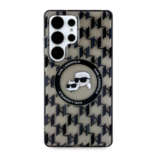 Capa MagSafe para Samsung Galaxy S25 Ultra S938, Karl Lagerfeld, IML Monogram Karl & Choupette's Heads, Preta