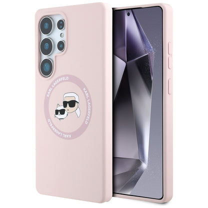 Capa MagSafe para Samsung Galaxy S25 Ultra S938, Karl Lagerfeld, Silicone Double Heads, Rosa