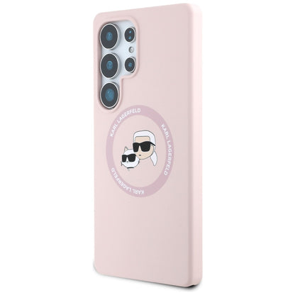 Capa MagSafe para Samsung Galaxy S25 Ultra S938, Karl Lagerfeld, Silicone Double Heads, Rosa