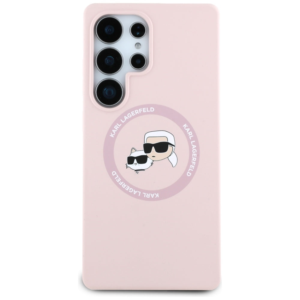 Capa MagSafe para Samsung Galaxy S25 Ultra S938, Karl Lagerfeld, Silicone Double Heads, Rosa