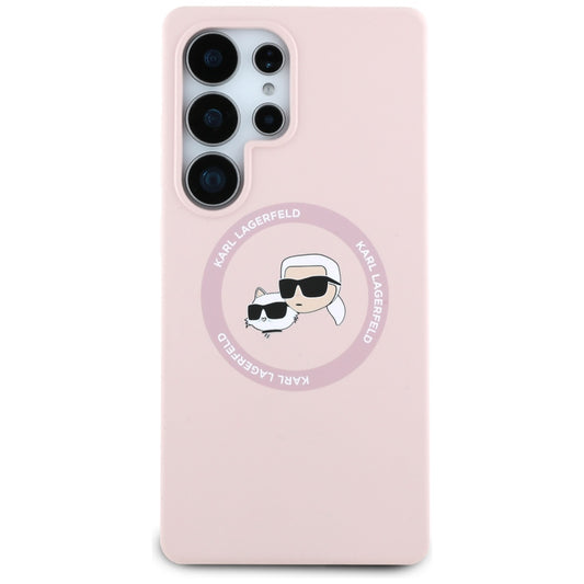 Capa MagSafe para Samsung Galaxy S25 Ultra S938, Karl Lagerfeld, Silicone Double Heads, Rosa