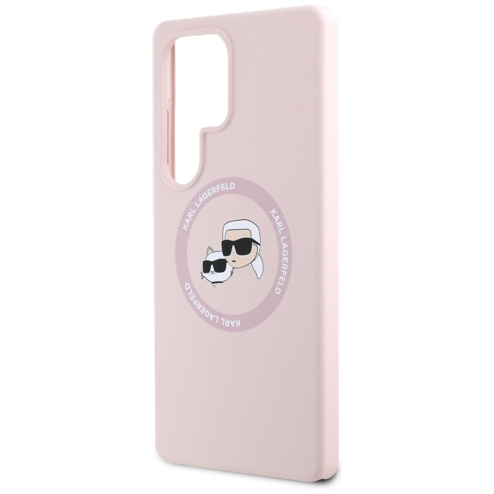 Capa MagSafe para Samsung Galaxy S25 Ultra S938, Karl Lagerfeld, Silicone Double Heads, Rosa