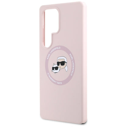 Capa MagSafe para Samsung Galaxy S25 Ultra S938, Karl Lagerfeld, Silicone Double Heads, Rosa