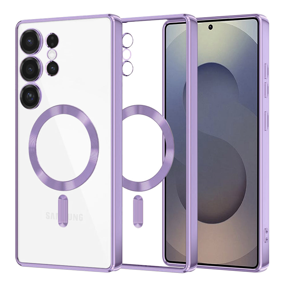 Capa MagSafe para Samsung Galaxy S25 Ultra S938, Techsuit, Luxury Crystal, Roxo Claro