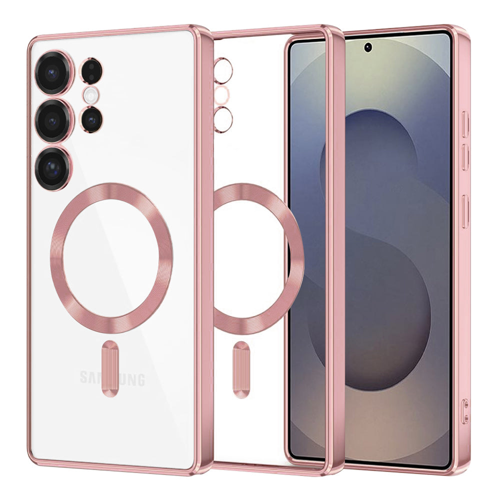 Capa MagSafe para Samsung Galaxy S25 Ultra S938, Techsuit, Luxury Crystal, Rosa