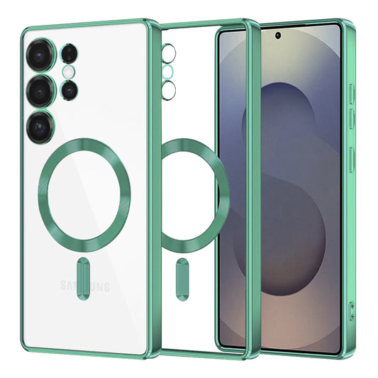 Capa MagSafe para Samsung Galaxy S25 Ultra S938, Techsuit, Luxury Crystal, Verde Claro