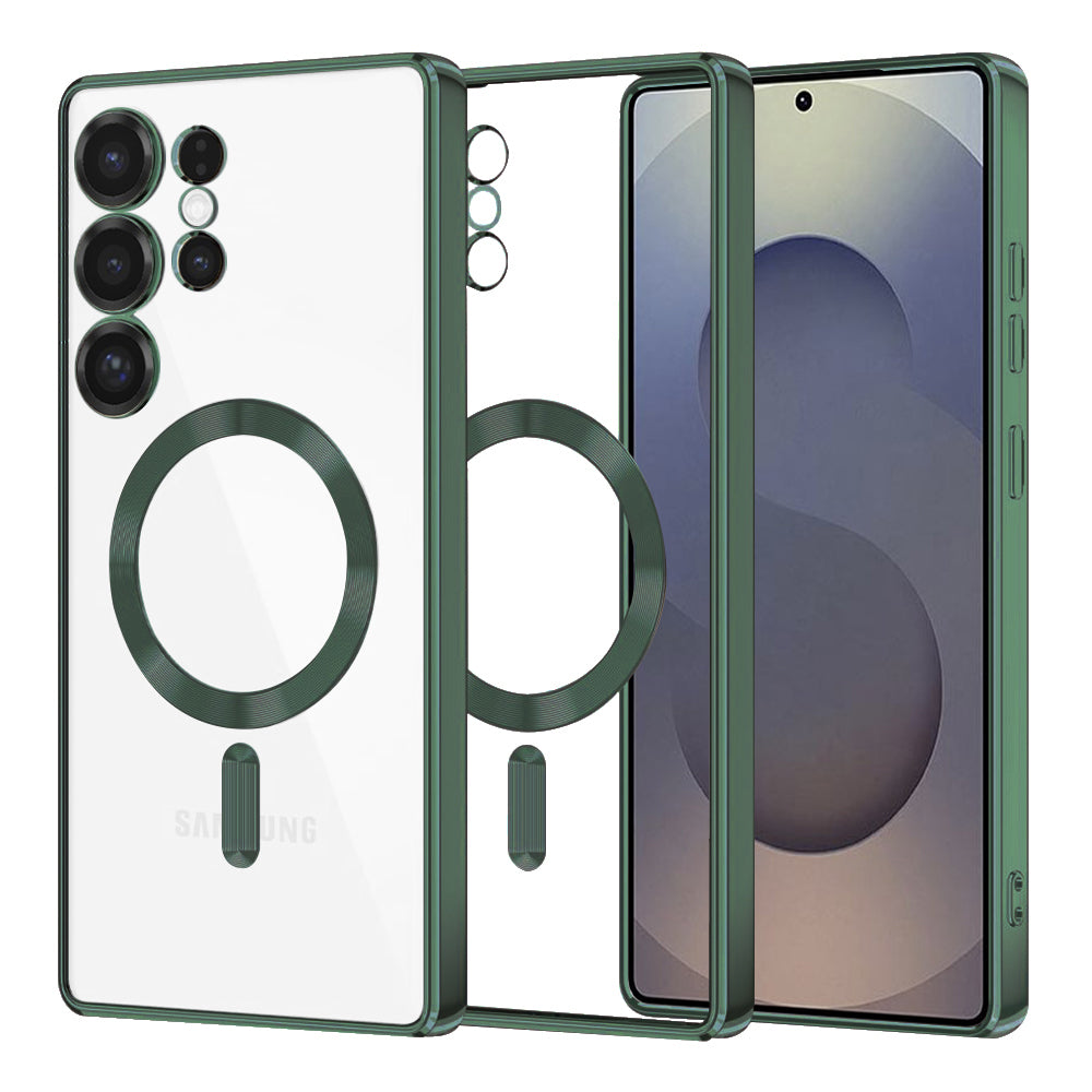 Capa MagSafe para Samsung Galaxy S25 Ultra S938, Techsuit, Luxury Crystal, Verde Escuro