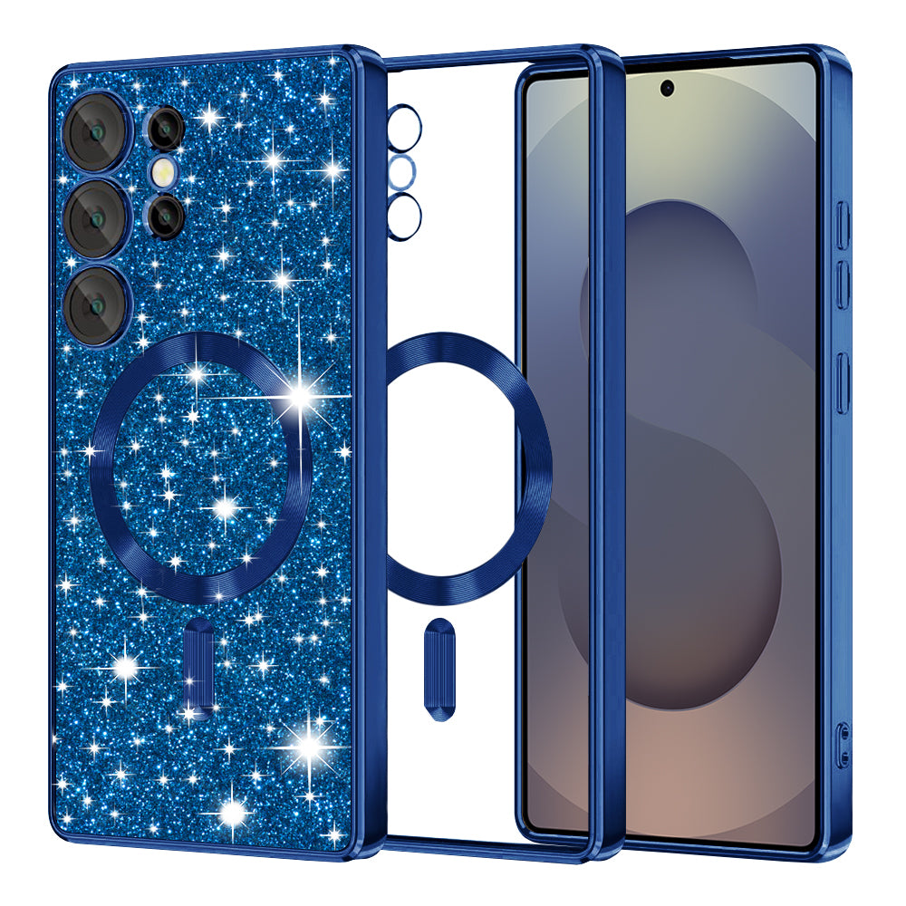 Capa MagSafe para Samsung Galaxy S25 Ultra S938, Techsuit, Luxury Glitter, Azul Escuro