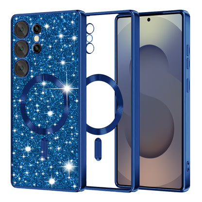 Capa MagSafe para Samsung Galaxy S25 Ultra S938, Techsuit, Luxury Glitter, Azul Escuro