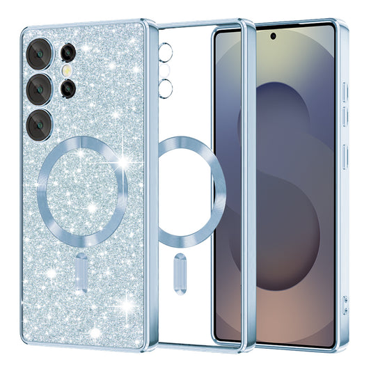 Capa MagSafe para Samsung Galaxy S25 Ultra S938, Techsuit, Luxury Glitter, Azul