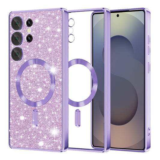 Capa MagSafe para Samsung Galaxy S25 Ultra S938, Techsuit, Luxury Glitter, Roxo Claro