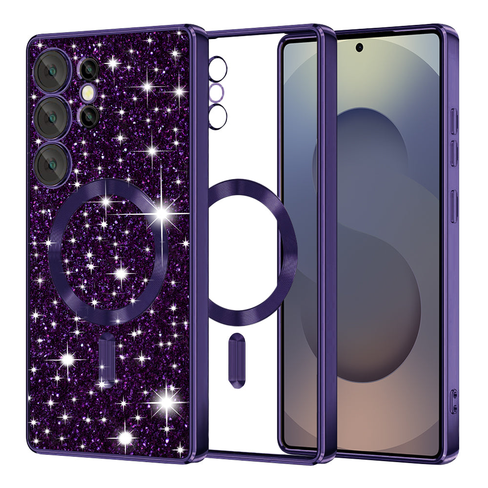 Capa MagSafe para Samsung Galaxy S25 Ultra S938, Techsuit, Luxury Glitter, Roxo Escuro