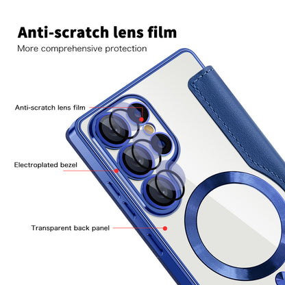 Capa MagSafe para Samsung Galaxy S25 Ultra S938, Techsuit, SmartMag Book, Azul