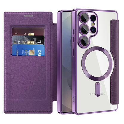 Capa MagSafe para Samsung Galaxy S25 Ultra S938, Techsuit, SmartMag Book, Roxo