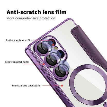 Capa MagSafe para Samsung Galaxy S25 Ultra S938, Techsuit, SmartMag Book, Roxo