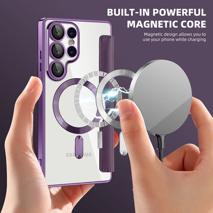 Capa MagSafe para Samsung Galaxy S25 Ultra S938, Techsuit, SmartMag Book, Roxo
