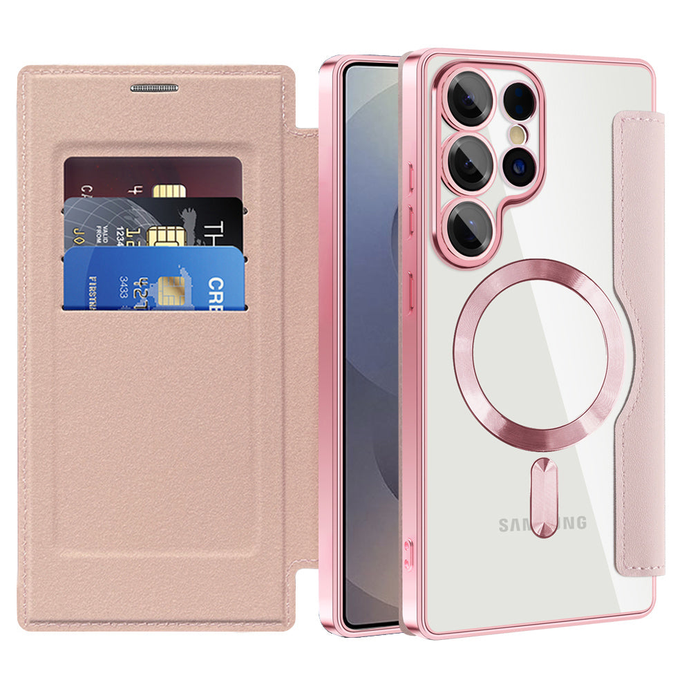 Capa MagSafe para Samsung Galaxy S25 Ultra S938, Techsuit, SmartMag Book, Rosa