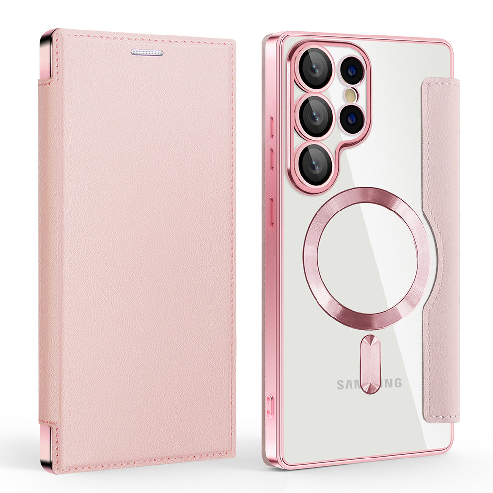 Capa MagSafe para Samsung Galaxy S25 Ultra S938, Techsuit, SmartMag Book, Rosa