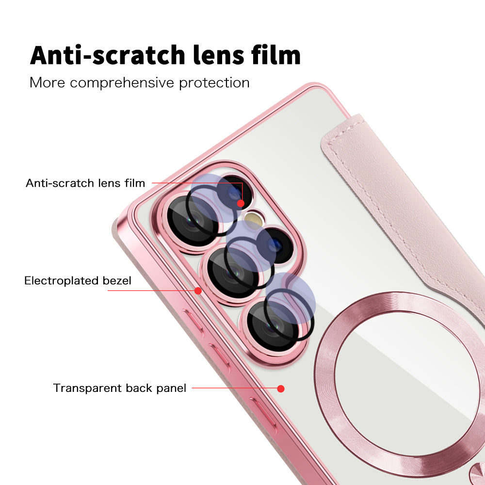Capa MagSafe para Samsung Galaxy S25 Ultra S938, Techsuit, SmartMag Book, Rosa