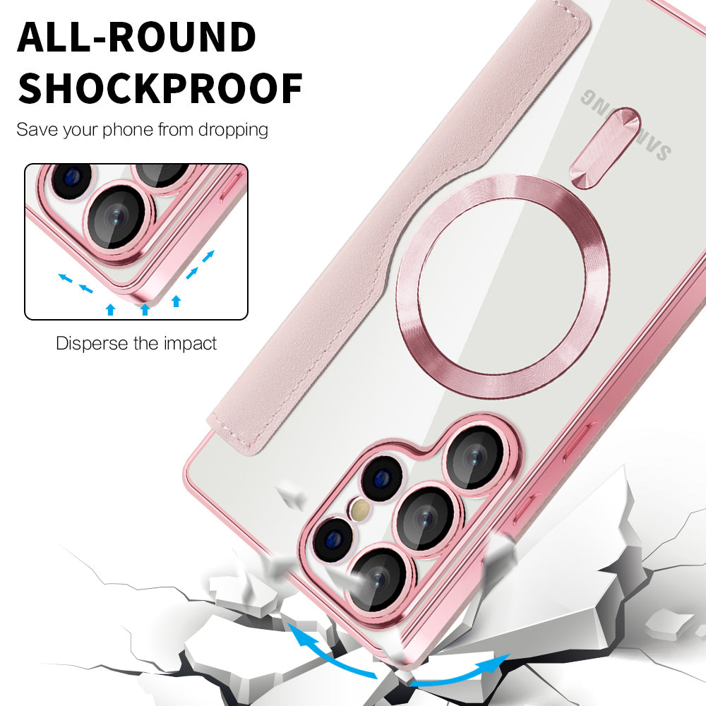 Capa MagSafe para Samsung Galaxy S25 Ultra S938, Techsuit, SmartMag Book, Rosa