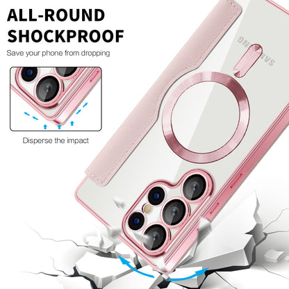 Capa MagSafe para Samsung Galaxy S25 Ultra S938, Techsuit, SmartMag Book, Rosa