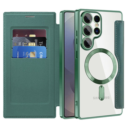Capa MagSafe para Samsung Galaxy S25 Ultra S938, Techsuit, SmartMag Book, Verde