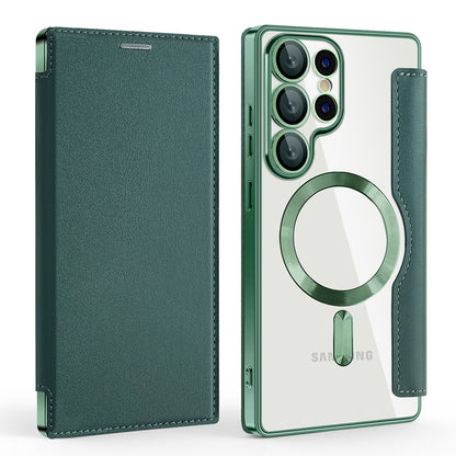 Capa MagSafe para Samsung Galaxy S25 Ultra S938, Techsuit, SmartMag Book, Verde