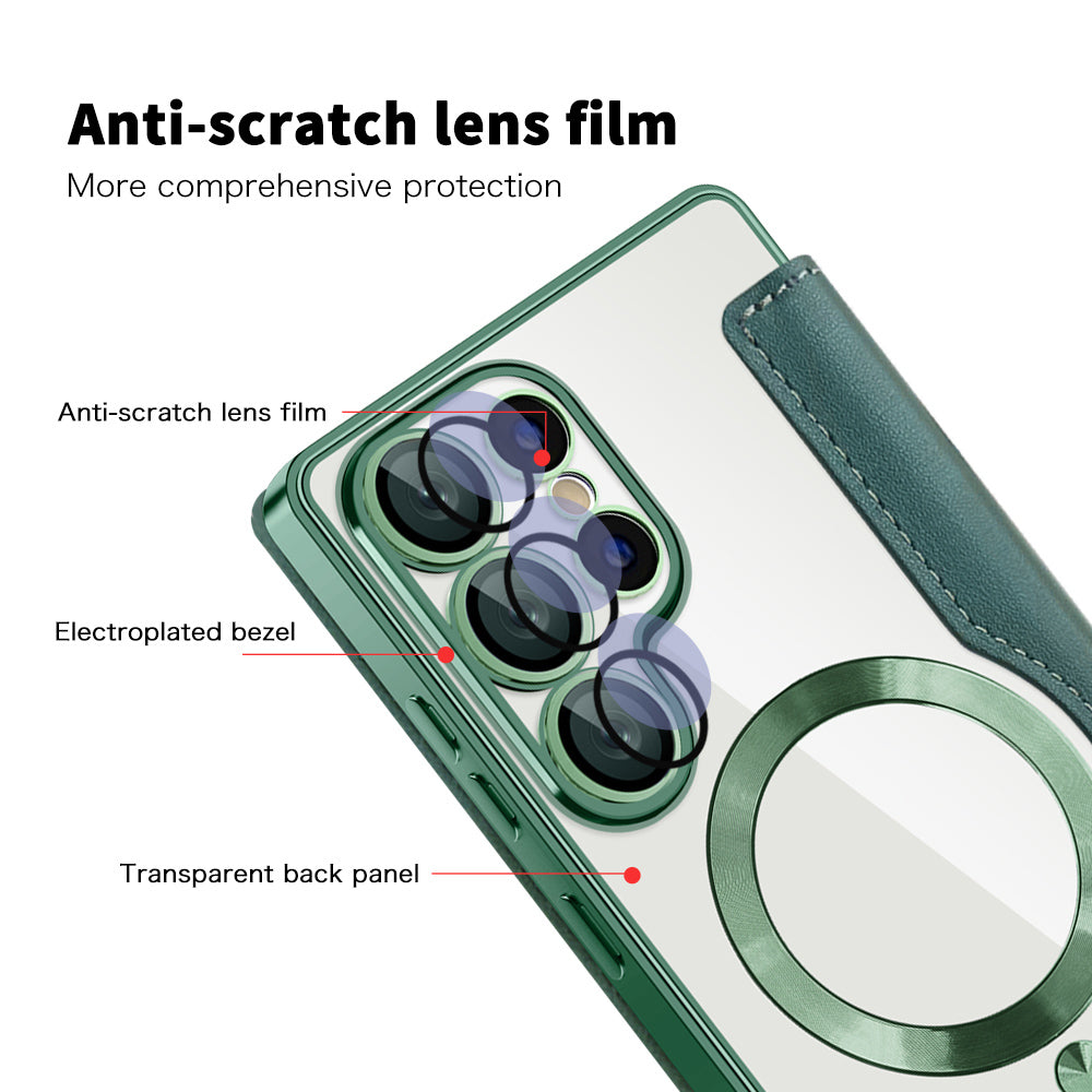 Capa MagSafe para Samsung Galaxy S25 Ultra S938, Techsuit, SmartMag Book, Verde