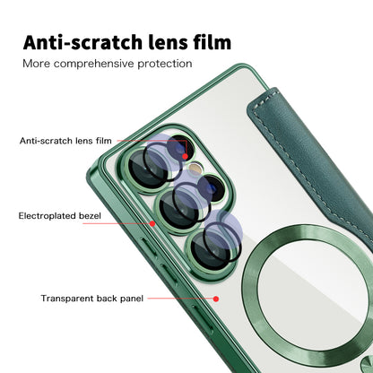 Capa MagSafe para Samsung Galaxy S25 Ultra S938, Techsuit, SmartMag Book, Verde