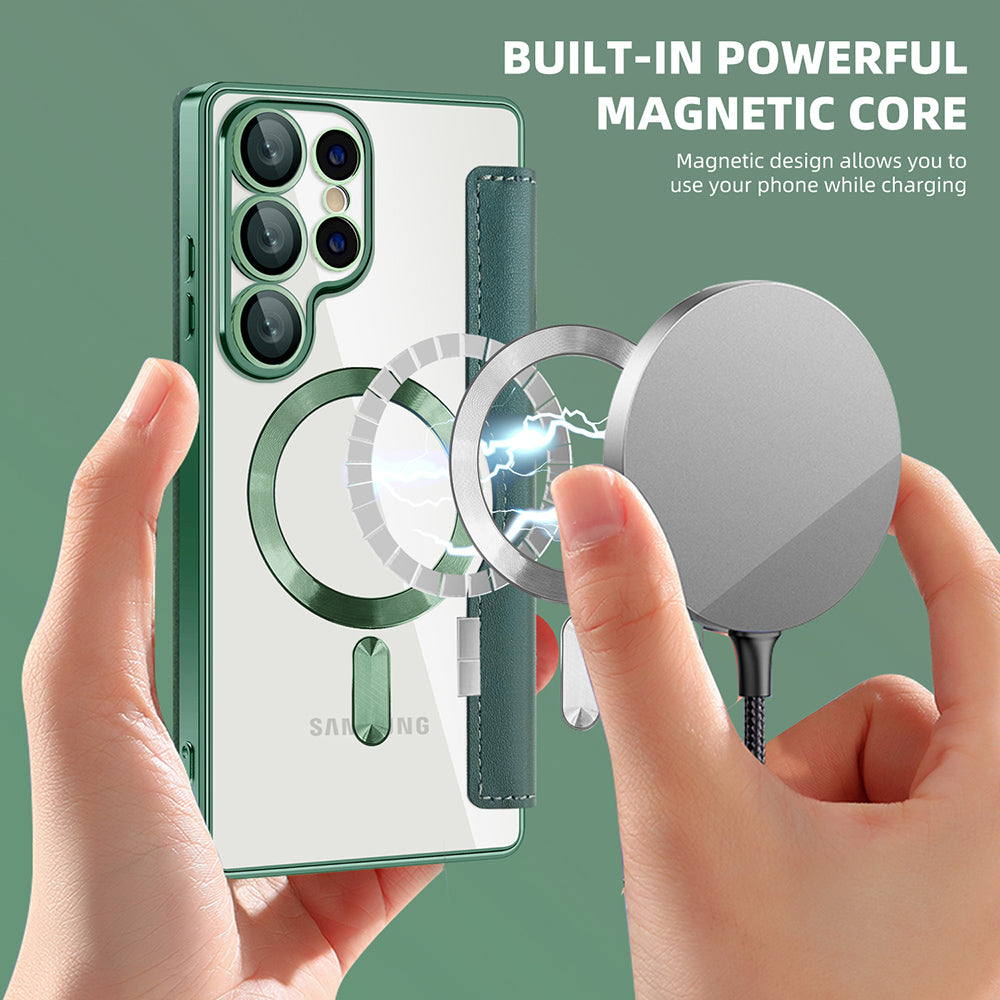 Capa MagSafe para Samsung Galaxy S25 Ultra S938, Techsuit, SmartMag Book, Verde