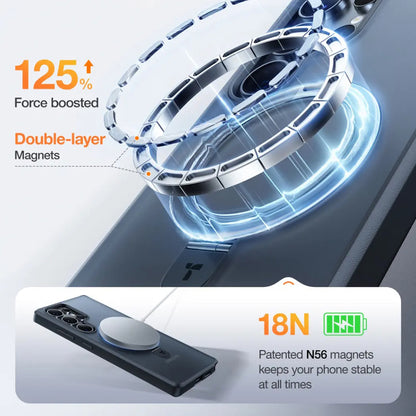 Capa MagSafe para Samsung Galaxy S25 Ultra S938, Torras, Ostand, Preta