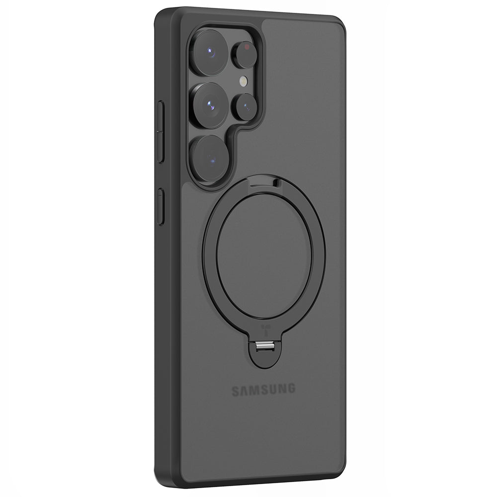 Capa MagSafe para Samsung Galaxy S25 Ultra S938, Torras, Ostand Spin, Preta
