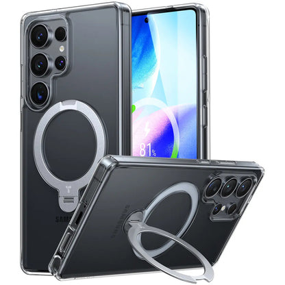 Capa MagSafe para Samsung Galaxy S25 Ultra S938, Torras, Ostand Spin, Transparente